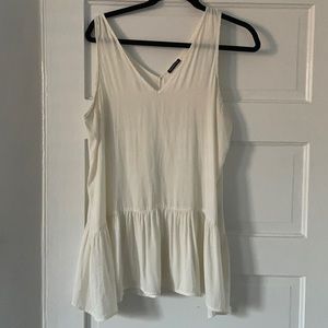 WhoWhatWear L white semi-sheer blouse